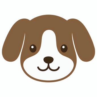 茶色と白の犬の顔アイコン 犬,いぬ,イヌ,犬の顔,顔,動物,ペット,垂れ耳,耳,目のイラスト素材