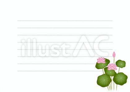 蓮の花と蓮の葉の和風の便箋・手紙