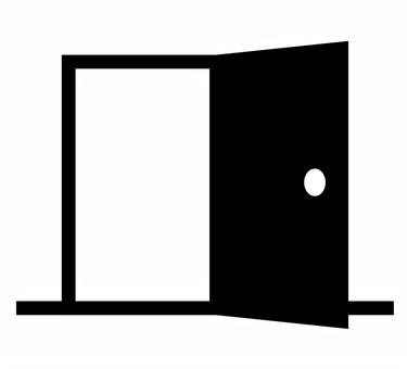 開いているドアのシルエットアイコン2 ドア,アイコン,シルエット,戸,扉,入口,出口,玄関,開く,未来のイラスト素材