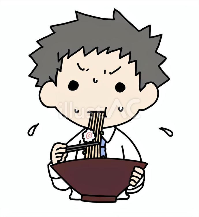 無理にラーメンを食べる男性 男性,ラーメン,無理のイラスト素材