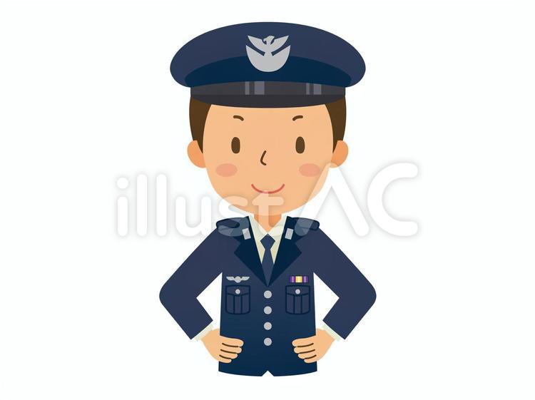 腰に手をおく航空自衛隊（冬服） 航空自衛隊,自衛官,自衛隊のイラスト素材
