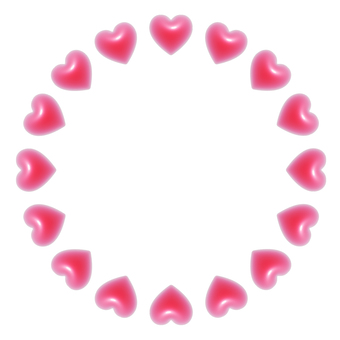 ピンクのハートの丸い3Dフレーム2 ハート,フレーム,3d,立体,丸,可愛い,バレンタイン,フェミニン,飾り枠,正円のイラスト素材