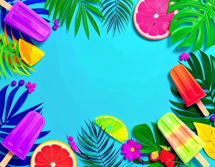 アイスキャンディーの夏フレームイラスト