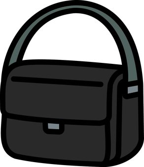 黒の手提げバッグです。 手持ち,バッグ,シンプル,手提げ,ハンドバッグ,ファッション,小物,通勤,通学,日常のイラスト素材