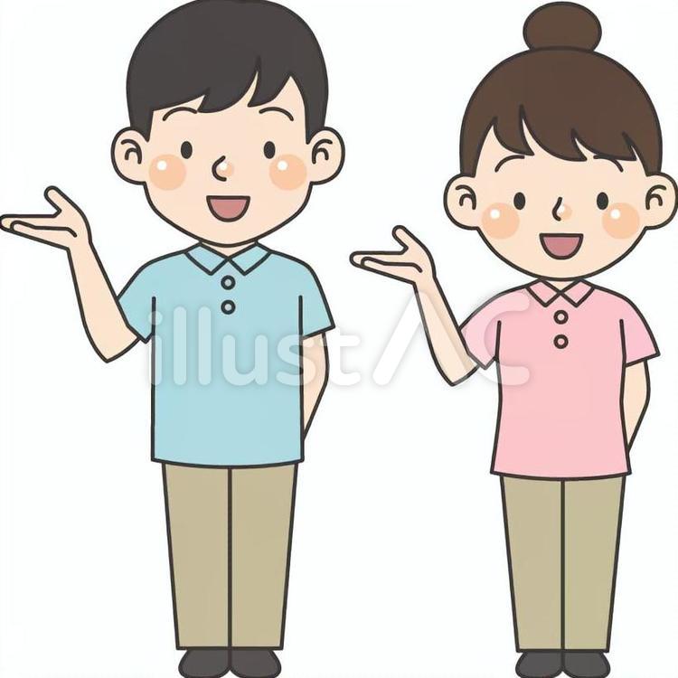 案内する介護士A 介護士,介護福祉士,ヘルパーのイラスト素材