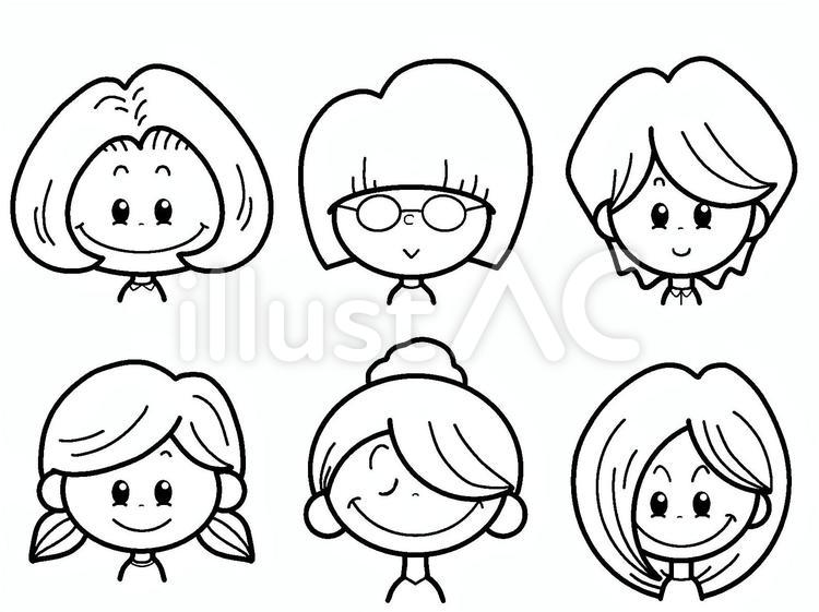 女の子　塗り絵　セット 女の子,女子,女のイラスト素材