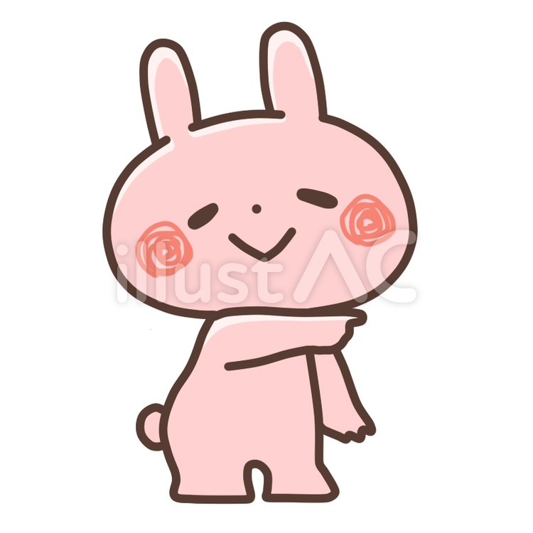 ゆるかわいいタッチのうさぎ うさぎ,兎,ピンクのイラスト素材