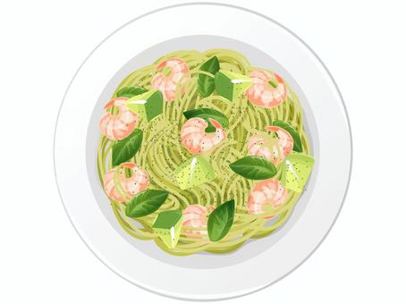 エビとアボカドのジェノベーゼスパゲッティ エビとアボカドのジェノベーゼスパゲッティ ジェノベーゼ,スパゲッティ,パスタ,イタリアン,洋食,麺類,料理,食べ物,アボカド,エビのイラスト素材