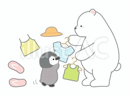 熱中症対策で服装を選ぶペンギンとシロクマ
