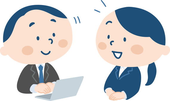 面談の様子＿女性 面談,面接,女性,男性,2人,会話,コミュニケーション,相談,ビジネスマン,ミーティングのイラスト素材