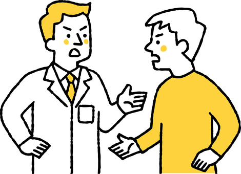 口論する男性患者と男性医師 口論,患者,男性,青年,医師,医者,病院,クリニック,ネクタイ,白衣のイラスト素材