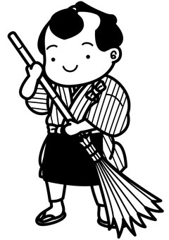 丁稚-1c 丁稚,奉公,時代劇,江戸時代,子供,男の子,仕事,職業,着物,股引きのイラスト素材