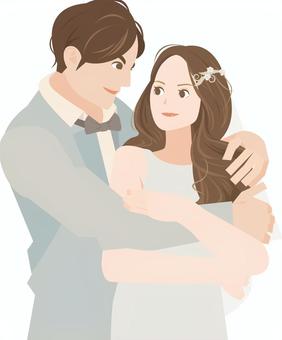 新郎新婦 新郎新婦 新郎新婦,結婚,結婚式,ウェディング,花嫁,夫婦,ハグ,新婚,カップルのイラスト素材