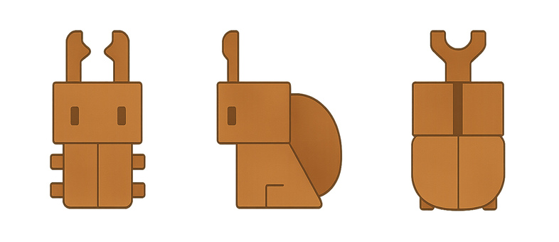 ブロック クワガタムシとカブトムシ