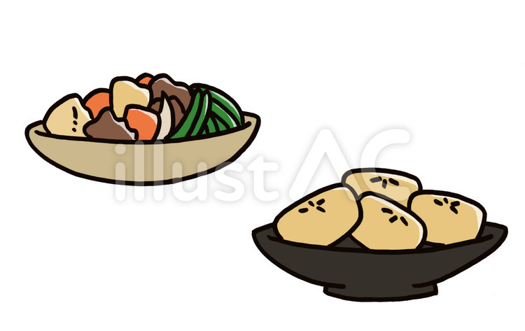 おばんざい　4 惣菜,煮物,おかずのイラスト素材