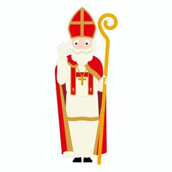 シンタクラース シンタクラース,オランダ,ヒゲ,ミトラ,杖,男性,老人,アルバ,司教杖,神話のイラスト素材
