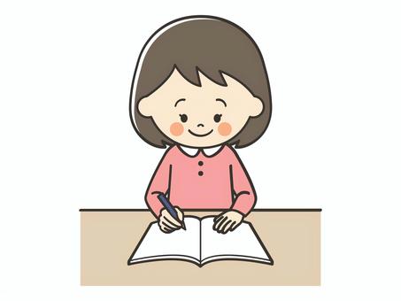 勉強をする女の子 勉強,宿題,学習,テスト,学ぶ,課題,塾,自主勉強,自習,授業のイラスト素材