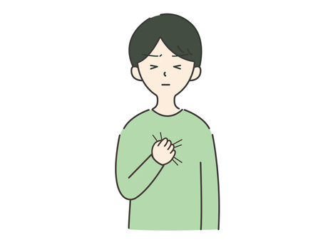 心がきゅっと痛む男性 男性,痛み,心,悲しい,苦しい,切ない,悩み,不安,ストレス,精神的のイラスト素材