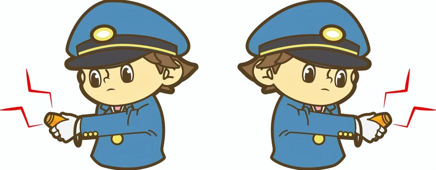 電子ホイッスルを握る鉄道員 駅員,車掌,運転士,運転手,鉄道員,乗務員,鉄道,新幹線,路面電車,地下鉄のイラスト素材