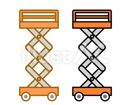 高所作業車 作業中 橙