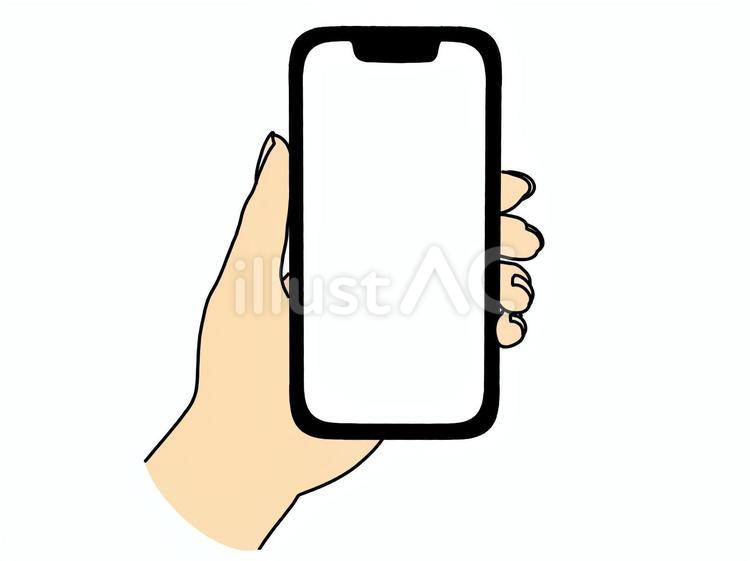 スマートフォンを持つ手　（画面抜き） 掴む,持つ,スマートフォンのイラスト素材