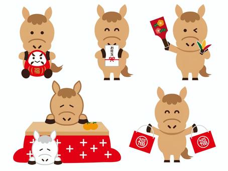 Illustration, horse, lunar month, new year's card, 