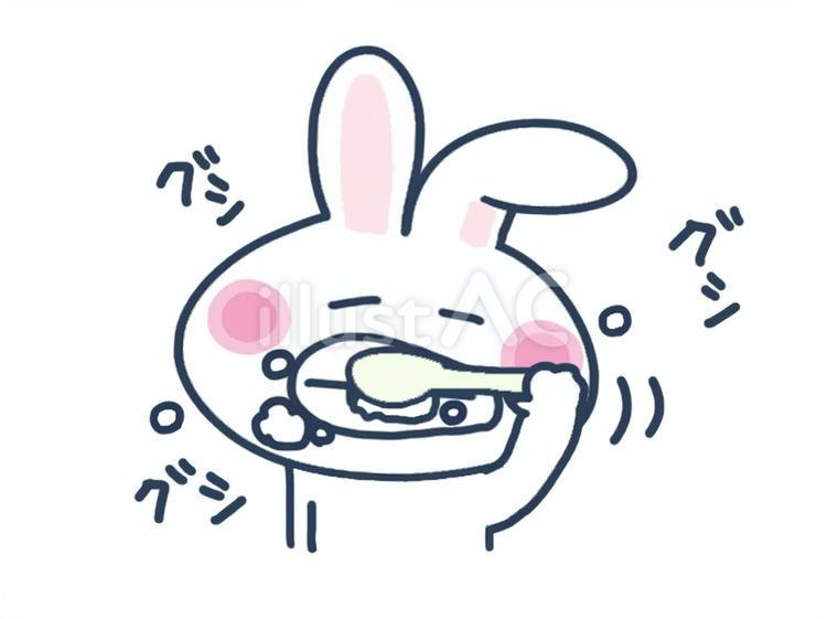 歯磨きするうさぎ うさぎ,歯磨き,泡のイラスト素材