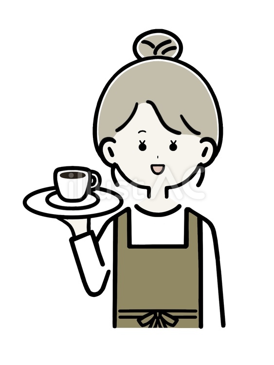 コーヒーを運ぶカフェ店員 カフェ店員,カフェ,店員のイラスト素材