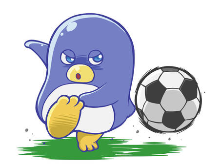 サッカーペンギン　無地 サッカー,動物,ペンギン,スポーツ,試合,応援,観戦,パス,シュート,ボールのイラスト素材