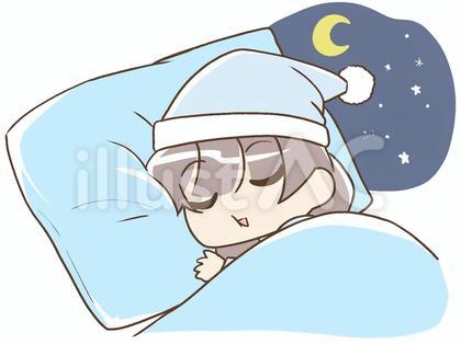 夜に寝る女性