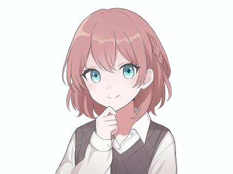 ボブの女の子(ピンク) キャラクター,女の子,可愛い,人物,少女,女性,アイコン,フリーアイコン,美人,イラストのイラスト素材