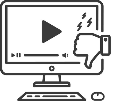 動画・コンテンツの再生・低評価アイコン 動画視聴,pc,低評価,アイコン,ビジネス,ウェビナー,オンライン学習,シンプル,バッド,デスクトップのイラスト素材