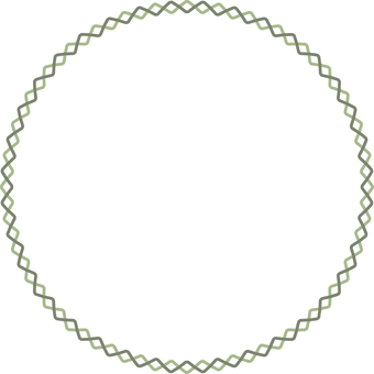 二重波線丸フレーム・くすみ緑 フレーム,飾り,枠,罫,囲み,線,背景,二重,波線,シンプルのイラスト素材