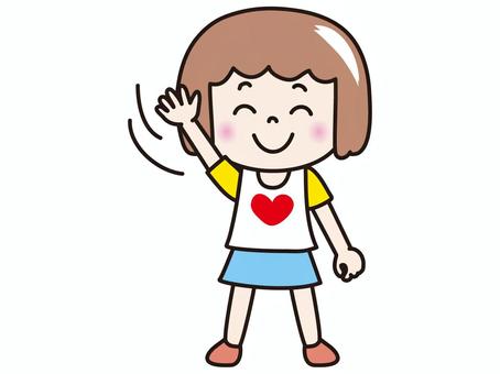 園児女子(ハーイ） 人物,女の子,幼稚園児,子供,返事,笑顔のイラスト素材