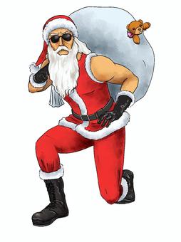 サングラスサンタとベア サンタクロース,クリスマス,サングラス,マッチョ,イヴ,プレゼント,冬,12月,革手袋,ライダーブーツのイラスト素材