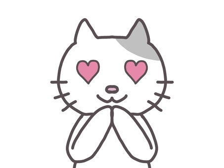 Illustration, cat, heart, eye, 