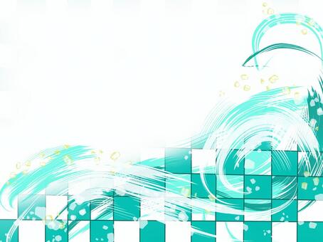 Blue green light blue checkered wave pattern background, , JPG and PNG