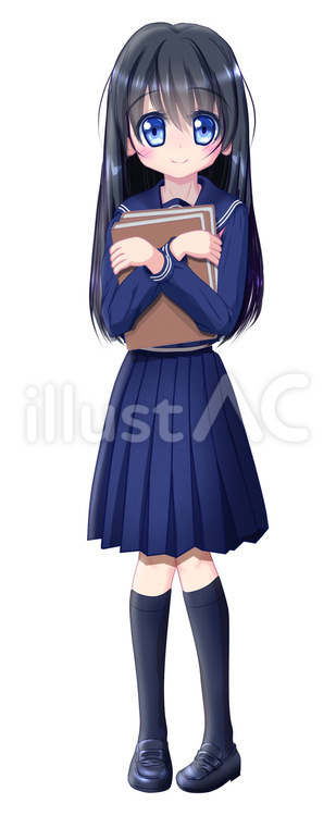 本を抱きかかえる女学生／冬服全身 高校生,女性,女子高生のイラスト素材