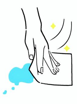 手書き_汚れを拭く手_01 手,指,掃除,拭く,汚れ,ほこり,クリーニング,タオル,布,雑巾のイラスト素材