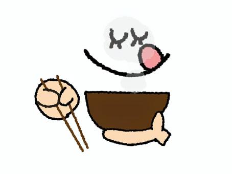 食 食,笑顔,お味噌汁,お汁,湯気,お椀,お知らせ用,宣伝用,pop調,手描きのイラスト素材