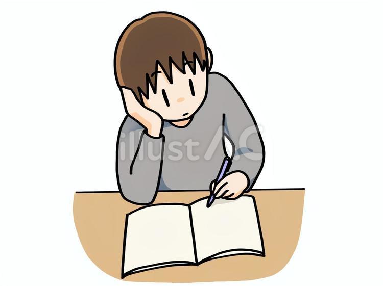 ノートをとる人 ノート,男性,頬杖のイラスト素材
