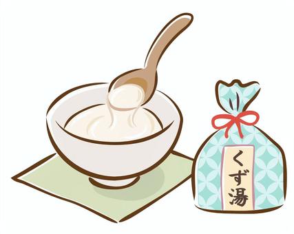 茶碗のくず湯と葛粉 茶碗のくず湯と葛粉 葛湯,飲み物,手書き,葛粉,茶碗,温かい,和風,冬,温活のイラスト素材