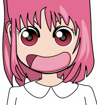 驚くアニメ顔 驚く,びっくり,表情,慌てる,女子,目,口,アニメ,顔,ボブのイラスト素材