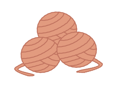 オレンジの毛糸玉　手描きイラスト 毛糸,オレンジ,橙色,玉,ボール,ウール,暖かい,冬,編み物,糸のイラスト素材