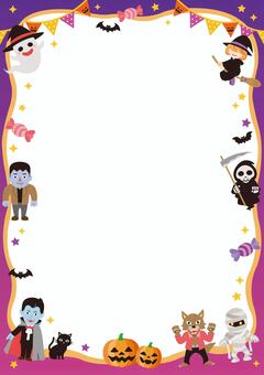 ハロウィンのかわいい縦フレーム01_26 ハロウィン,フレーム,背景,壁紙,枠,囲み枠,飾り枠,飾り,縦,縦向きのイラスト素材