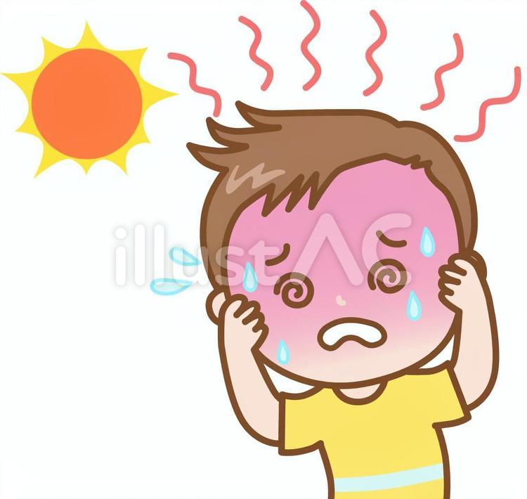 男の子：熱中症 病気,熱中症,夏のイラスト素材