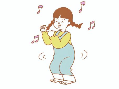 ダンスする女の子 ダンス,リズム,音符,踊る,音楽,楽しい,笑顔,子供,女の子,かわいいのイラスト素材