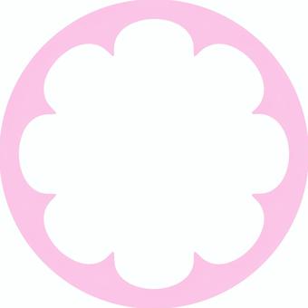 花の形にくり抜かれた丸フレーム・ピンク 花,植物,フレーム,枠,囲み,装飾,あしらい,丸,円,花型のイラスト素材