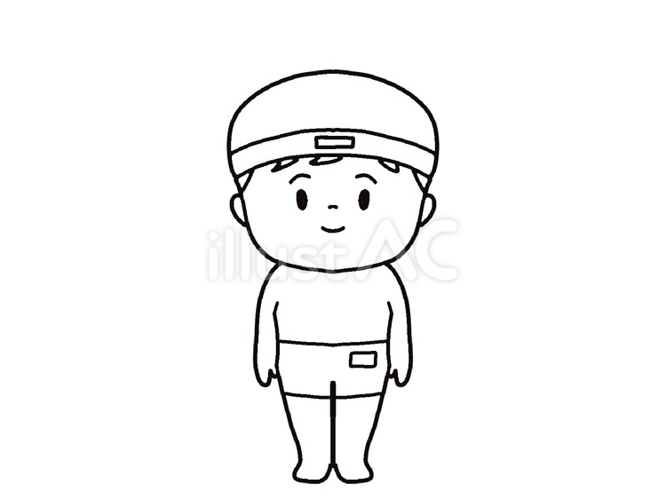 スクール水着の男の子（カラー無し） スクール水着,プール,水泳のイラスト素材