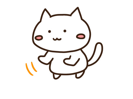おいでおいでと手招きするかわいい白ねこ おいでおいで,カモン,手招き,動物,ねこ,かわいい,手書き,ゆるい,シンプル,デフォルメのイラスト素材